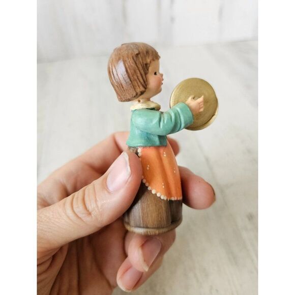 Anri girl cymbal band‎ wooden drums vintage Victorian pink figurine - Picture 6 of 8